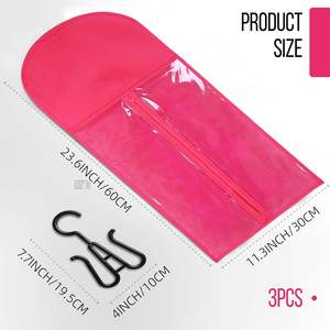 Sac de rangement pour perruques en gros, sac d'emballage anti-poussière avec cintre long, sac à perruques en tissu non tissé avec fermeture éclair en plastique - Product Image 2