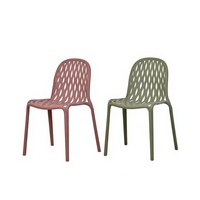 Chaise de salle à manger moderne en gros, robuste, en PP, pour extérieur, avec dossier bulle, en résine, fibre plastique, empilable