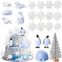 Kit de décoration de gâteau animaux polaires d'hiver : pingouin, ours polaire, phoque, igloo, sapin en feutre, flocon de neige – Fournitures de Noël et d'anniversaire