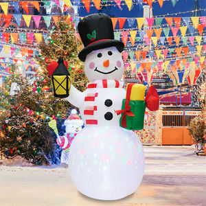 نموذج رجل الثلج القابل للنفخ بطول 4 أقدام مع إضاءة RGB ملونة لعيد الميلاد يرتدي قبعة - Product Image 3