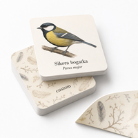 Cartes d'apprentissage sur la nature des oiseaux pour parcs forestiers, personnalisées, écologiques et durables, avec noms des espèces en polonais et en latin, en papier couché mat 300 g/m²