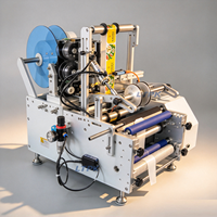 Machine d'étiquetage semi-automatique pour bouteilles rondes LT-T102, applicateur d'étiquettes pour boîtes rondes de bureau, prend en charge l'étiquetage simple et double.