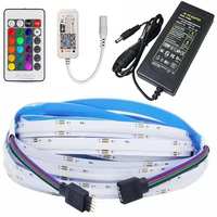 Bande lumineuse LED COB RGB 10 mm 18 W 24 V alimentée par USB, découpable, cuivre, télécommande, contrôle par application et Wi-Fi pour la maison, la télévision, les projets de bricolage