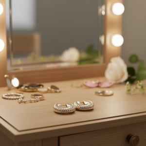 Pendientes de aro de oro blanco E3934, joyería de moda para mujer, pendientes chapados en plata y oro para uso diario. - Product Image 2