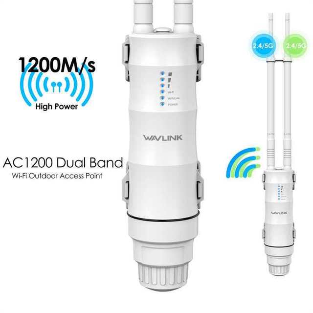 Factory Price Dual Bands Outdoor Access Point Mesh WiFi Wireless AP AP PoE WiFi Range Extender Long Range Wavlink AC1200 Outdoor
