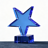 Trophée Étoile en Cristal Bleu Pas Cher en Gros, Impression UV Personnalisée du Logo, Récompense Étoile en Cristal Personnalisable, Fabrication sur Mesure