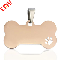 Plaque d'identification pour chien en acier inoxydable poli sur mesure, gravée au laser en forme d'os 3D, pour cadeaux promotionnels d'entreprise