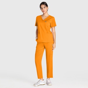 Uniforme de Trabajo para Enfermera y Doctora, Conjunto de Dos Piezas, Manga Corta Tejida, Elástica, de Secado Rápido, <span class=keywords><strong>Pantalones</strong></span> Largos de Pierna Recta, Traje Médico 42192 - Product Image 1