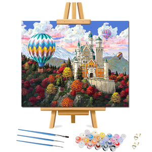 40x50 cm pintura por números adultos hermoso castillo globo aerostático imagen DIY paisaje pintura al óleo sobre <span class=keywords><strong>lienzo</strong></span> conjunto - Product Image 1