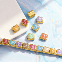 Bracelet en acier inoxydable fait main en forme de cœur, 12 signes du zodiaque, module puzzle italien, bracelet de montre DIY