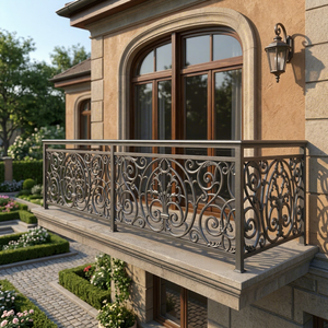 Barandilla de Balcón de Estilo Europeo de Aleación de Aluminio y Hierro Fundido, Montada en el Suelo, Resistente a la Oxidación, para Exteriores, Villas, Hoteles y Jardines, de Larga Duración - Product Image 1