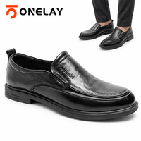 Chaussures mocassins élégantes pour hommes en cuir véritable noir brillant, durables, avec logo personnalisé, vente en gros OEM