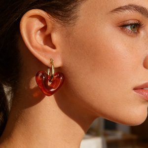 Pendientes Colgantes en Forma de Corazón, Chapados en Oro de 18k, Acero Inoxidable, Regalo de San Valentín, Joyería de Moda EH12223 - Product Image 2