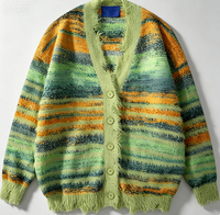 Pull-over décontracté en maille à col ouvert avec logo personnalisé, motif rayé, anti-plis, respirant, pour l'hiver, avec appliques