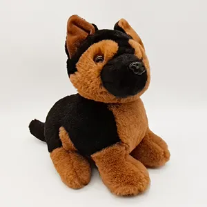 Simulazione di giocattoli per cani personalizzati in peluche stazionario bambola nera per cani da pastore tedesco