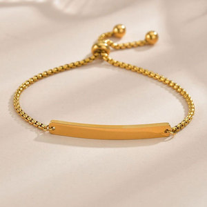 Waterproof Anti Tarnished 316L Stainless Steel Fashion <b>Bracelet</b> & Bangle 14K 18K Gold Plated <b>Adjustable</b> Blank <b>Bracelet</b> For Women - Product Image 5