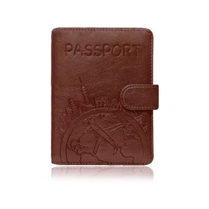 QQgift OEM benutzer definierte Pass halter Leder Reise brieftasche RFID Blocking Passport Cover mit Magnet knopf für Frauen Männer By Tale