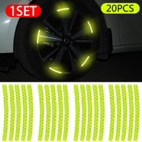 Autocollants lumineux réfléchissants pour la sécurité routière, 20 pièces/ensemble, moyeu de roue de voiture, jante de pneu pour moto, vélo, accessoires extérieurs