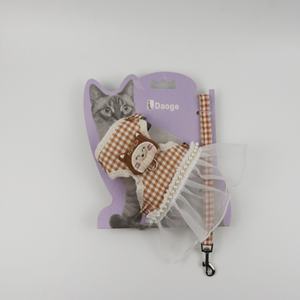 Ensemble harnais et laisse réglable pour chat avec logo personnalisé harnais pour animaux de compagnie respirant à l'épreuve des fuites avec bordure en dentelle pour l'extérieur en toute sécurité - Product Image 6