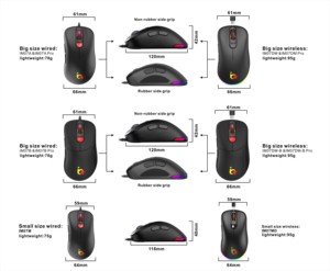 Souris de jeu filaire noire avec logo personnalisé, conception Paw3311 pour les joueurs droitiers - Product Image 2