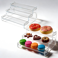 Présentoir à 3 niveaux en acrylique transparent, support de comptoir multi-usages pour cosmétiques, parfums, soins de la peau, cupcakes