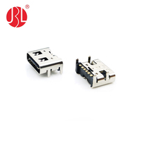 Connecteur USB Type C Femelle 6 Broches USB-C 2.0 SMD à Angle Droit, Receptacle en Acier Inoxydable 3A, Vente Directe Usine pour PCB