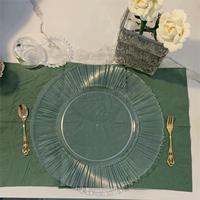 Assiettes rondes en acrylique transparent de 13 pouces, style européen classique, assiettes transparentes pour mariage et fête