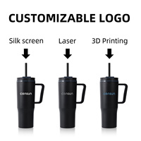 ANSHENG Tasse de voyage isotherme en acier inoxydable à double paroi de 40 oz avec poignée
