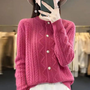 Cárdigan de <span class=keywords><strong>Mujer</strong></span> de Invierno, Tejido Grueso de <span class=keywords><strong>Lana</strong></span> <span class=keywords><strong>Merino</strong></span> y Cachemira - Product Image 4