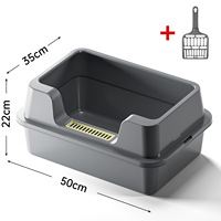 Bac à litière semi-fermé intelligent extra-large en PP pour chat, côtés hauts, anti-éclaboussures, design épaissi, style ouvert, pour litière en sable ou bentonite, facile à nettoyer