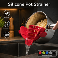 Passoire à pâtes en silicone universelle, sans BPA, extrêmement durable, facile à fixer sur toutes les casseroles et bols, résistante à la chaleur, pour la cuisine
