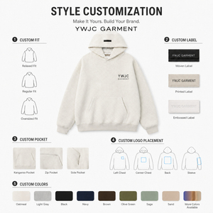 Sudadera con Capucha YWJC GARMENT, 430 GSM, Algodón Piqué, Corte Clásico, Transpirable, Absorbe la Humedad, Color Sólido, Ropa de Trabajo para Hombre - Product Image 2