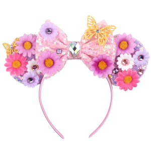 Serre-têtes Princesse à Paillettes Papillon Fleur Marguerite Tournesol pour Filles, Idéal pour Fêtes et Costumes de Cosplay - Product Image 1