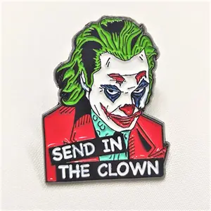 Fábrica De Alta Qualidade Atacado Personalizado Filme Personagem Joker Design Esmalte Duro Pinos Esmalte Macio Pinos Para Decoração