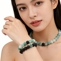 Bracelet extensible en pierre naturelle mate, agate veinée de dragon de feu, perles rondes multicolores pour femmes, pour anniversaire