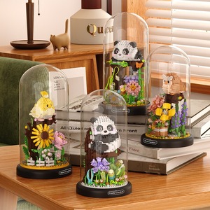 Juegos de bloques de construcción de plástico para niños hechos a mano, bricolaje, cubierta antipolvo, flores para Mascotas, Animales, decoraciones de Panda, juguetes para niños - Product Image 1