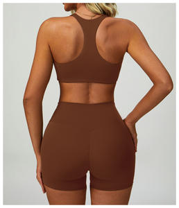 Venditore Esperto Completo Personalizzato da Donna per Yoga e Fitness con Crop Top a Maniche Lunghe e Pantaloni Set da <span class=keywords><strong>Palestra</strong></span> Antiurto per Signora - Product Image 3