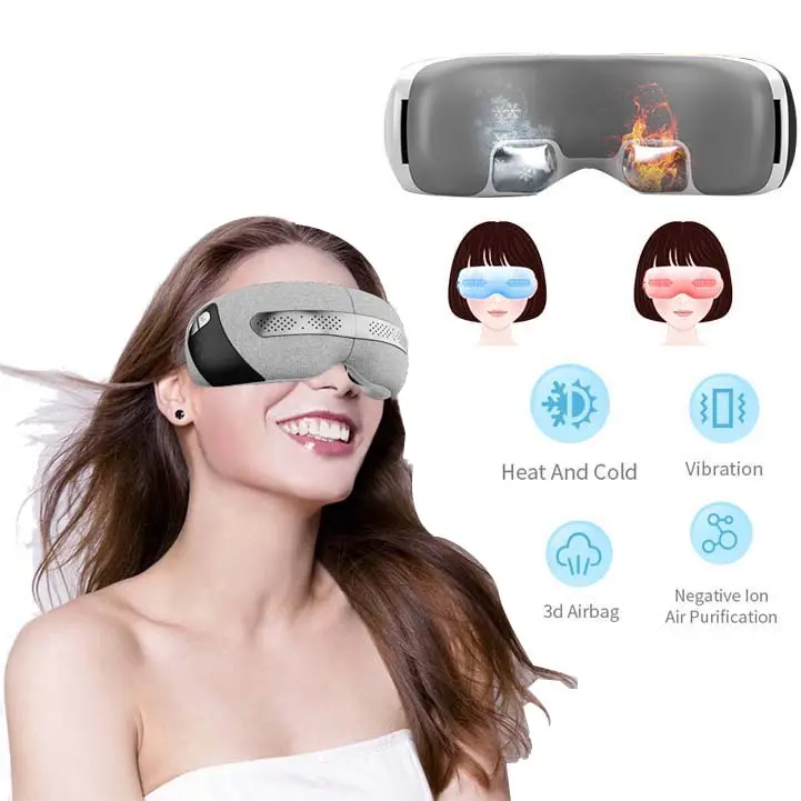 2024 belleza caliente y fría 3D calor eléctrico bolsa de ojos cuidado masajeador dispositivo instrumento máquina con compresión de calor Bluetooth