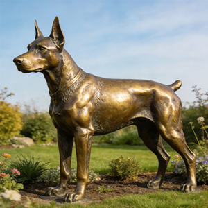 Sculpture de <span class=keywords><strong>Dobermann</strong></span> <span class=keywords><strong>Pinscher</strong></span> en bronze coulé à la main pour l'extérieur, statues de chiens en métal, vente de jardin, taille réelle, décoration extérieure pour la maison, statue de chien - Product Image 2