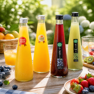 Bouteille en verre français transparente de 8 oz, 12 oz, 250 ml, 330 ml pour jus de fruits avec bouchon à vis hermétique - Product Image 2