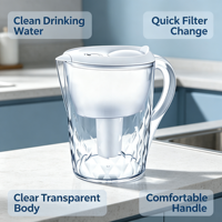 Teko Filter Air Transparan Food Grade Multi Layer Alkaline Filtration untuk Pemurnian Air di Dapur Rumah