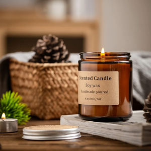 Vela Aromática de Cera de Soya Hecha a Mano LANJO en Frasco de Vidrio de 200G, Estilo Minimalista, Aromaterapia Floral y Vegetal, Decoración para el Hogar - Product Image 1