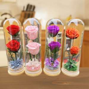 Rosa Preservada en Cúpula de Cristal, Regalo de San Valentín al por Mayor, Rosas Eternas Reales con Caja de Regalo - Product Image 1