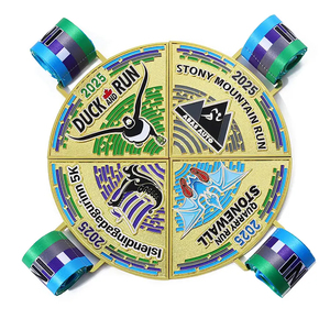 Médaille en métal plaqué personnalisé Prix sportif personnalisé pour <span class=keywords><strong>triathlon</strong></span> course à pied natation cyclisme-4 pièces Puzzle <span class=keywords><strong>combinaison</strong></span> médaille - Product Image 2
