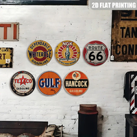 Letrero Metálico Redondo Inspirado en la Marca de Bujías, Diseño Retro de Rendimiento de Motor, Arte de Pared para Taller Mecánico