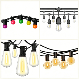 Guirnalda de Luces Decorativas para Jardín, Patio, <span class=keywords><strong>Bistro</strong></span>, Pérgola, Guirnalda de Bombillas Colgantes Comerciales a Bajo Precio, Guirnalda de Luces Doradas - Product Image 3