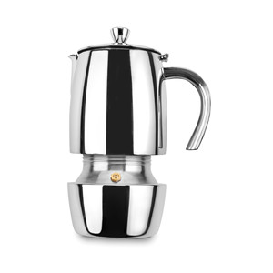 Caffettiera Moka in acciaio inox da 6 tazze per preparazione sul fornello - Product Image 2