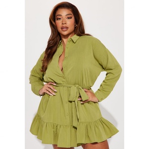 Robe chemise décontractée à ceinture assortie, nouvelle mode, style européen et américain, pour femmes, commerce extérieur - Product Image 2