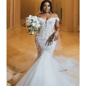 Popular New Designed African Luxury Wedding Dress With Fishtail Worn By Brides Mermaid Trumpet Wedding Dresses