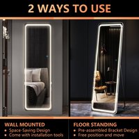 Miroir sur pied LED moderne et minimaliste avec halo avant-arrière et commande tactile pour salon, chambre, entrée, dressing - Vente en gros